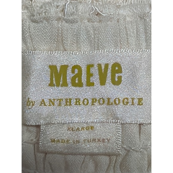 Maeve Anthropologie Ivory Floral Lace Tiered Mini Dress XL Sweetheart Smocked - Picture 5 of 16